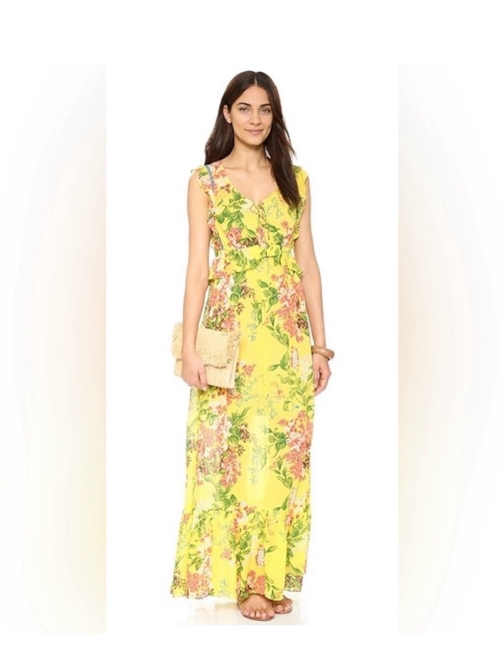 Plenty by Tracy Reese -Anthropologie Yellow Floral Maxi Dress- S